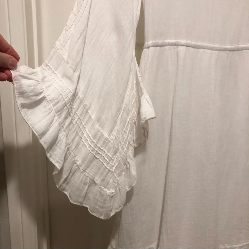 SANCTUARY White 100% Cotton Beach Vibes Dress Flared Sleeves Size XS Beautiful! - Picture 7 of 14